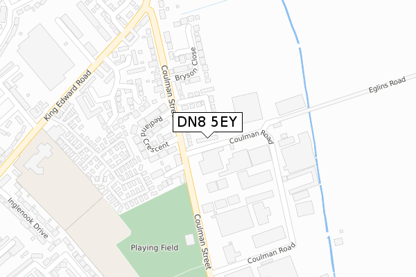 DN8 5EY map - large scale - OS Open Zoomstack (Ordnance Survey)