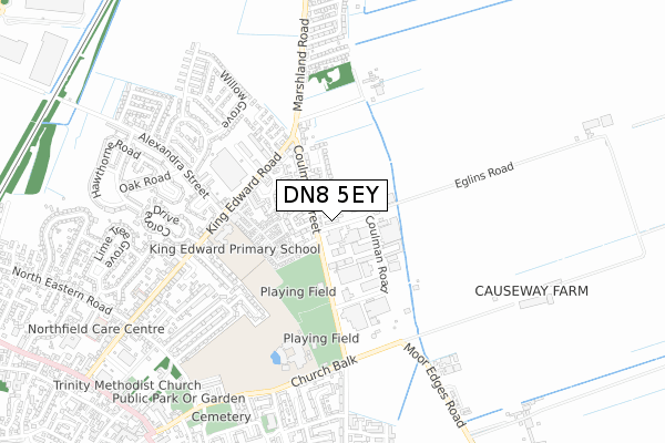 DN8 5EY map - small scale - OS Open Zoomstack (Ordnance Survey)