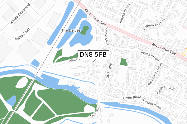 DN8 5FB map - large scale - OS Open Zoomstack (Ordnance Survey)