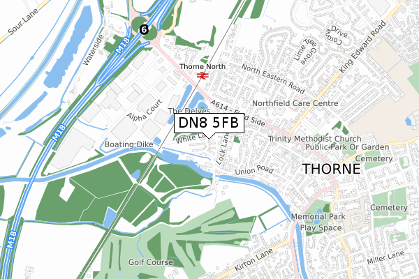 DN8 5FB map - small scale - OS Open Zoomstack (Ordnance Survey)