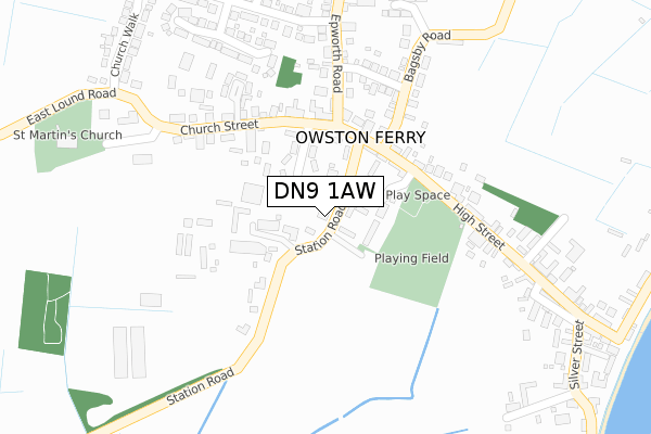 DN9 1AW map - large scale - OS Open Zoomstack (Ordnance Survey)