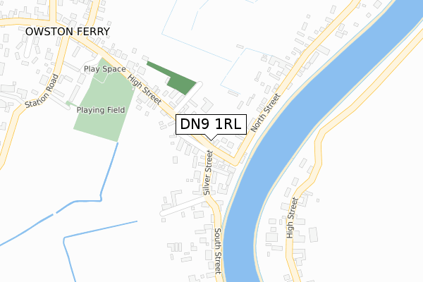 DN9 1RL map - large scale - OS Open Zoomstack (Ordnance Survey)