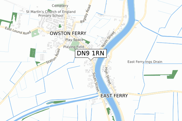 DN9 1RN map - small scale - OS Open Zoomstack (Ordnance Survey)