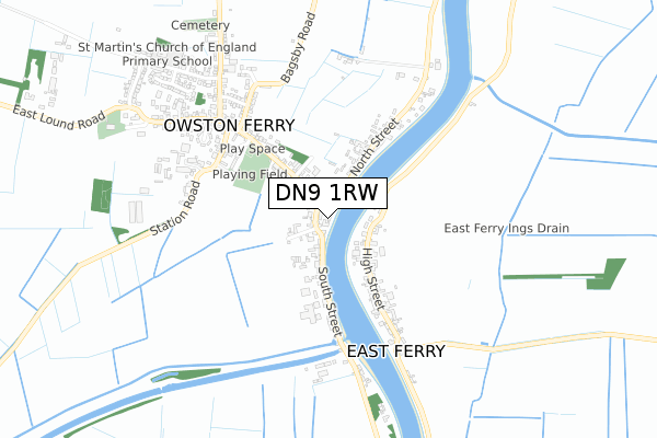 DN9 1RW map - small scale - OS Open Zoomstack (Ordnance Survey)