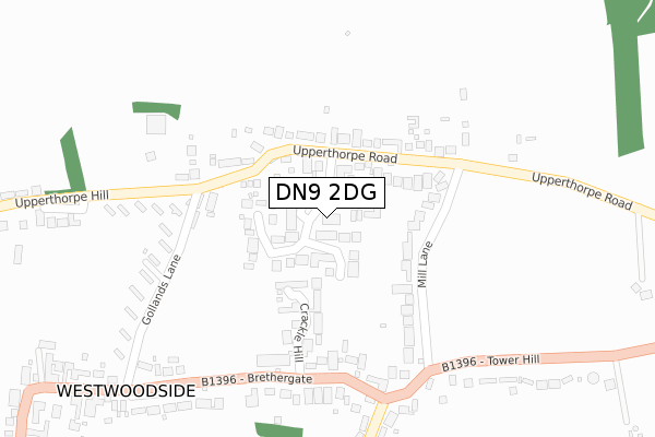 DN9 2DG map - large scale - OS Open Zoomstack (Ordnance Survey)