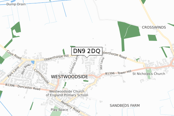 DN9 2DQ map - small scale - OS Open Zoomstack (Ordnance Survey)