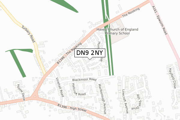 DN9 2NY map - large scale - OS Open Zoomstack (Ordnance Survey)