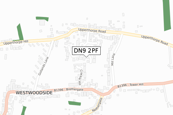 DN9 2PF map - large scale - OS Open Zoomstack (Ordnance Survey)