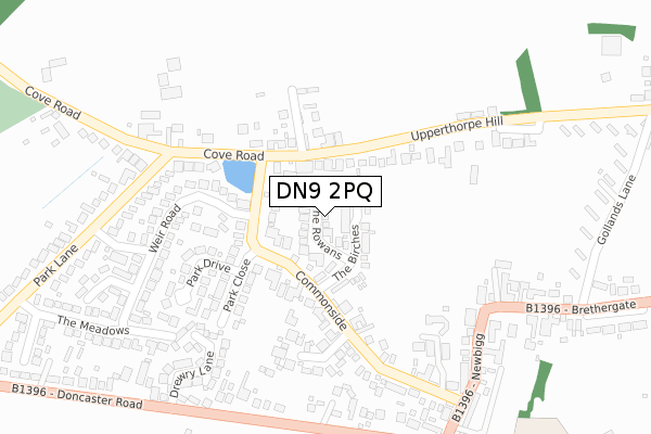 DN9 2PQ map - large scale - OS Open Zoomstack (Ordnance Survey)