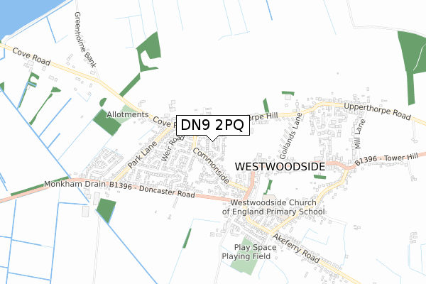 DN9 2PQ map - small scale - OS Open Zoomstack (Ordnance Survey)