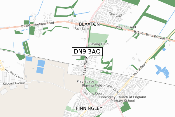 DN9 3AQ map - small scale - OS Open Zoomstack (Ordnance Survey)