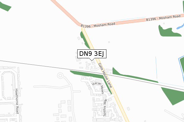 DN9 3EJ map - large scale - OS Open Zoomstack (Ordnance Survey)