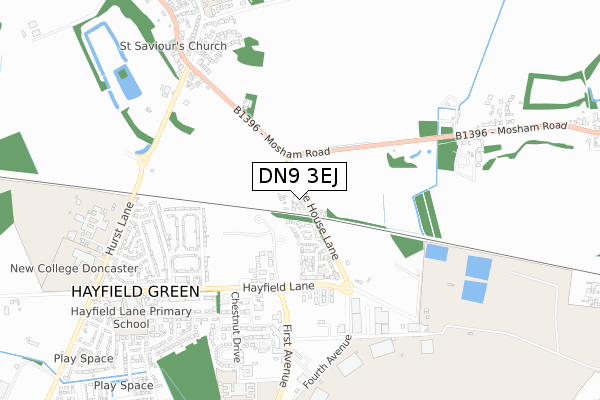 DN9 3EJ map - small scale - OS Open Zoomstack (Ordnance Survey)