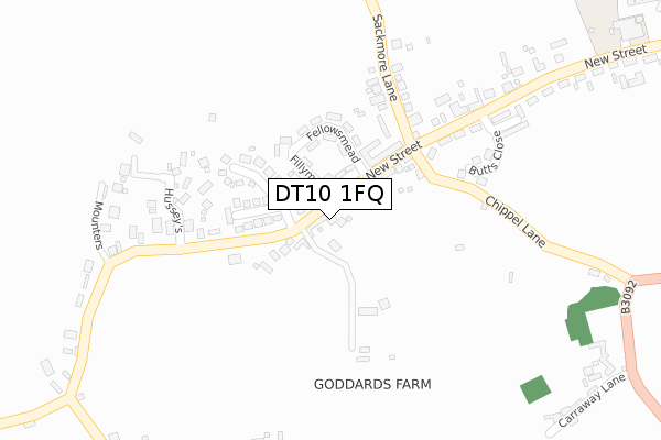 DT10 1FQ map - large scale - OS Open Zoomstack (Ordnance Survey)