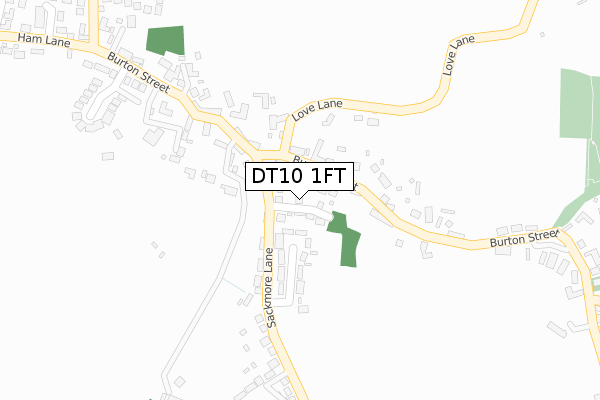 DT10 1FT map - large scale - OS Open Zoomstack (Ordnance Survey)