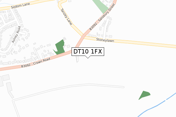 DT10 1FX map - large scale - OS Open Zoomstack (Ordnance Survey)