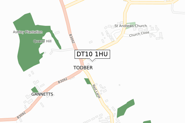 DT10 1HU map - large scale - OS Open Zoomstack (Ordnance Survey)