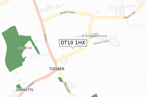 DT10 1HX map - large scale - OS Open Zoomstack (Ordnance Survey)