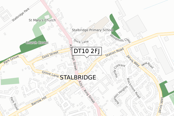 DT10 2FJ map - large scale - OS Open Zoomstack (Ordnance Survey)