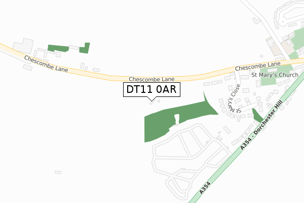 DT11 0AR map - large scale - OS Open Zoomstack (Ordnance Survey)