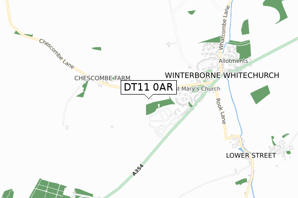 DT11 0AR map - small scale - OS Open Zoomstack (Ordnance Survey)