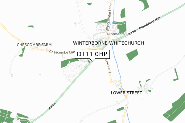 DT11 0HP map - small scale - OS Open Zoomstack (Ordnance Survey)