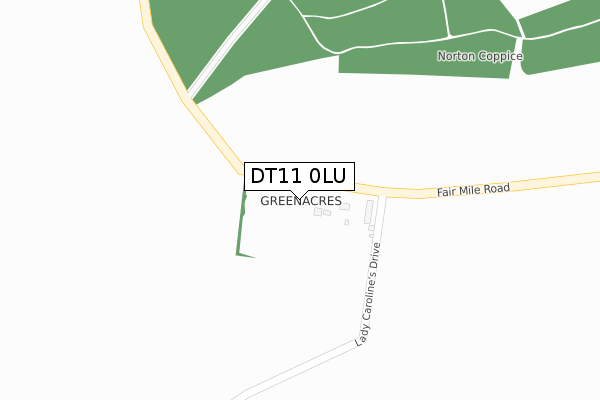 DT11 0LU map - large scale - OS Open Zoomstack (Ordnance Survey)