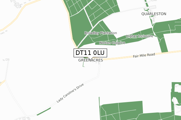 DT11 0LU map - small scale - OS Open Zoomstack (Ordnance Survey)