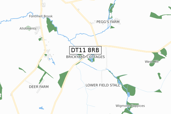 DT11 8RB map - small scale - OS Open Zoomstack (Ordnance Survey)