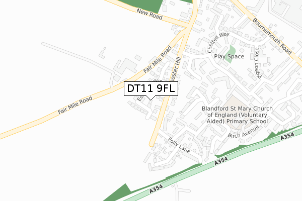 DT11 9FL map - large scale - OS Open Zoomstack (Ordnance Survey)