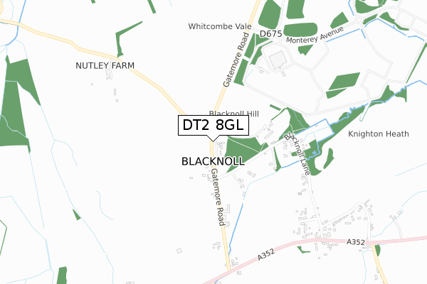 DT2 8GL map - small scale - OS Open Zoomstack (Ordnance Survey)