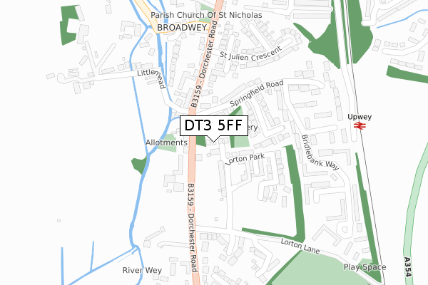 DT3 5FF map - large scale - OS Open Zoomstack (Ordnance Survey)