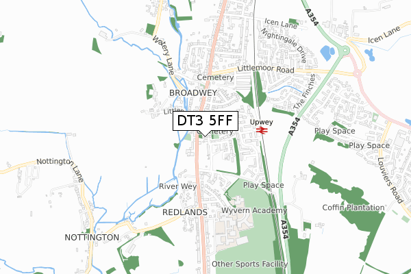 DT3 5FF map - small scale - OS Open Zoomstack (Ordnance Survey)