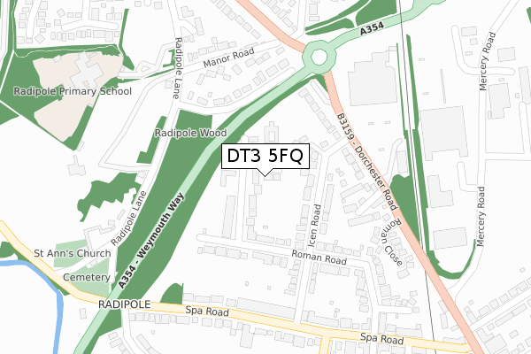 DT3 5FQ map - large scale - OS Open Zoomstack (Ordnance Survey)