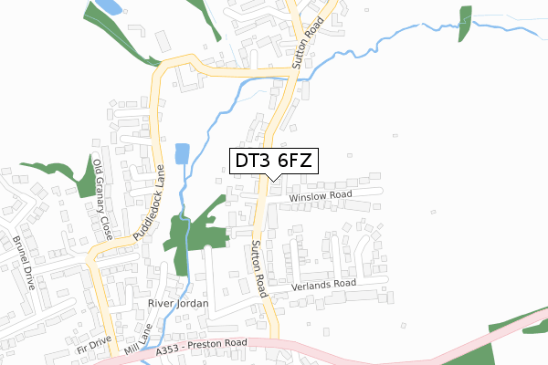 DT3 6FZ map - large scale - OS Open Zoomstack (Ordnance Survey)