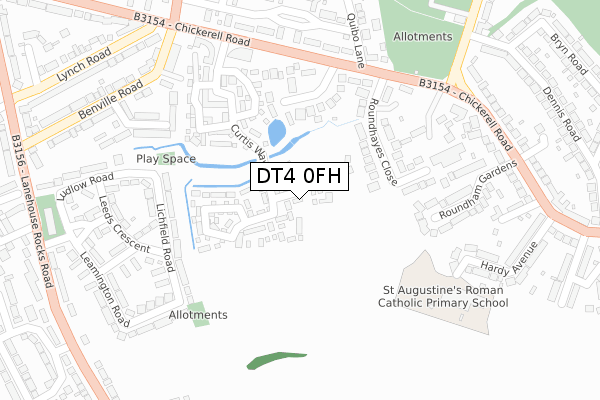 DT4 0FH map - large scale - OS Open Zoomstack (Ordnance Survey)