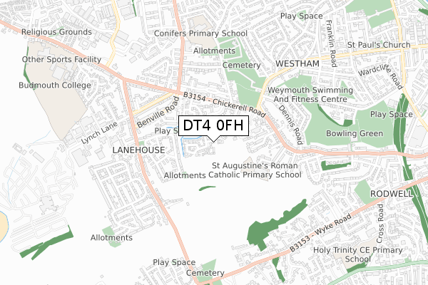 DT4 0FH map - small scale - OS Open Zoomstack (Ordnance Survey)