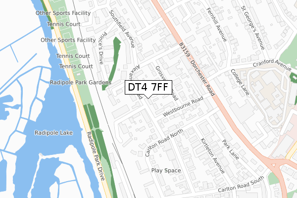 DT4 7FF map - large scale - OS Open Zoomstack (Ordnance Survey)