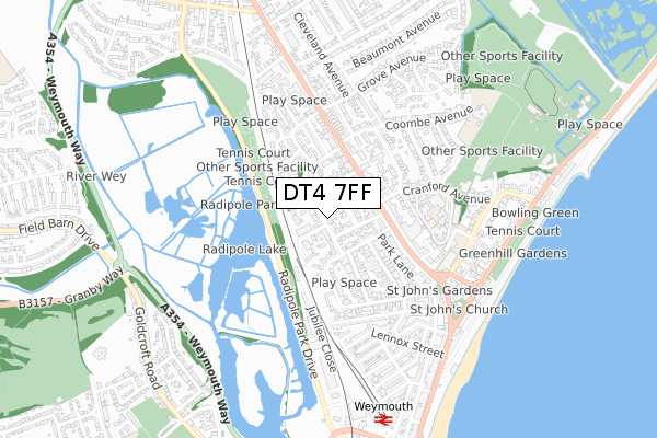 DT4 7FF map - small scale - OS Open Zoomstack (Ordnance Survey)