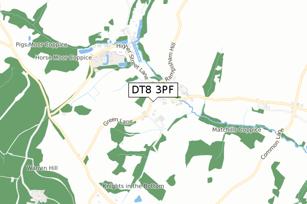 DT8 3PF map - small scale - OS Open Zoomstack (Ordnance Survey)