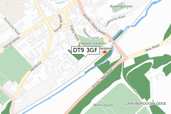 DT9 3GF map - large scale - OS Open Zoomstack (Ordnance Survey)