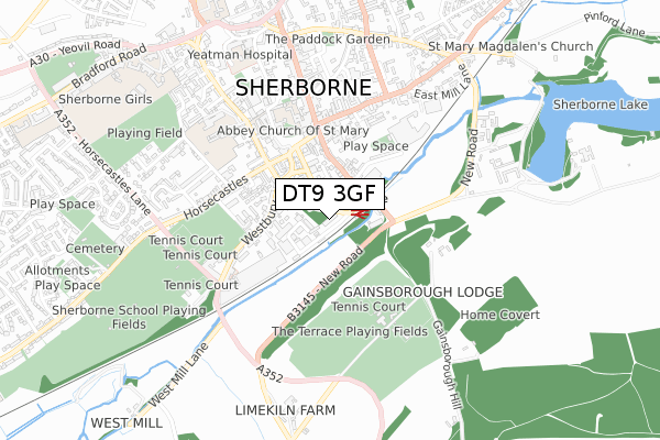 DT9 3GF map - small scale - OS Open Zoomstack (Ordnance Survey)