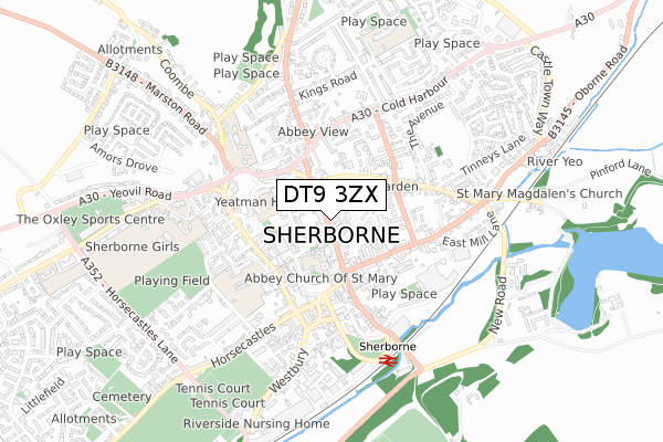 DT9 3ZX map - small scale - OS Open Zoomstack (Ordnance Survey)