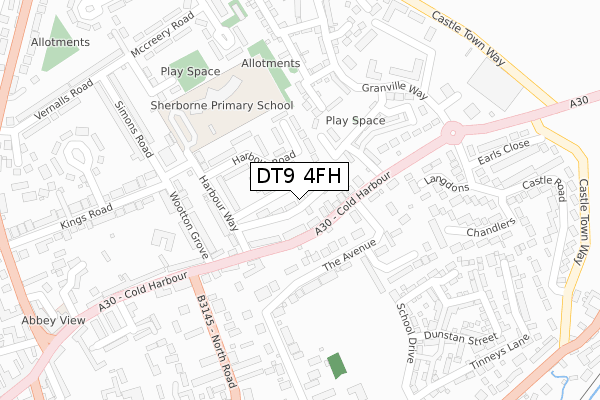 DT9 4FH map - large scale - OS Open Zoomstack (Ordnance Survey)