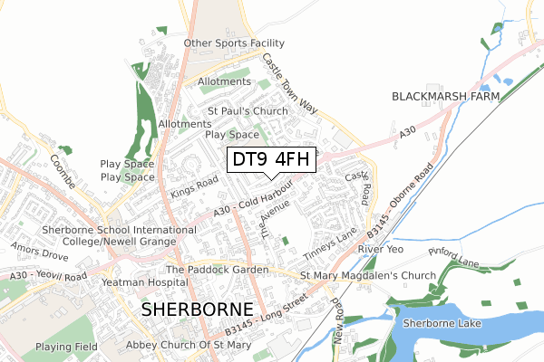 DT9 4FH map - small scale - OS Open Zoomstack (Ordnance Survey)