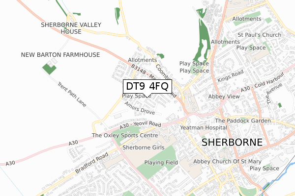 DT9 4FQ map - small scale - OS Open Zoomstack (Ordnance Survey)