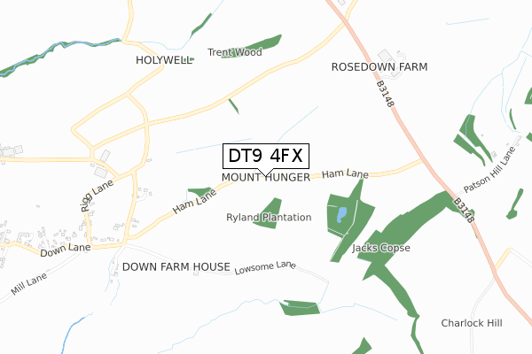 DT9 4FX map - small scale - OS Open Zoomstack (Ordnance Survey)