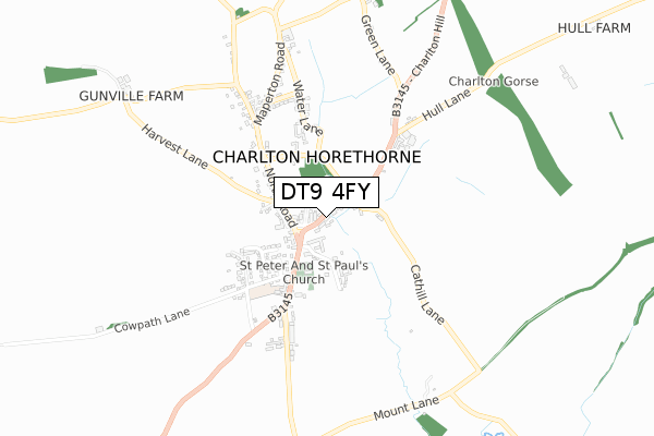 DT9 4FY map - small scale - OS Open Zoomstack (Ordnance Survey)