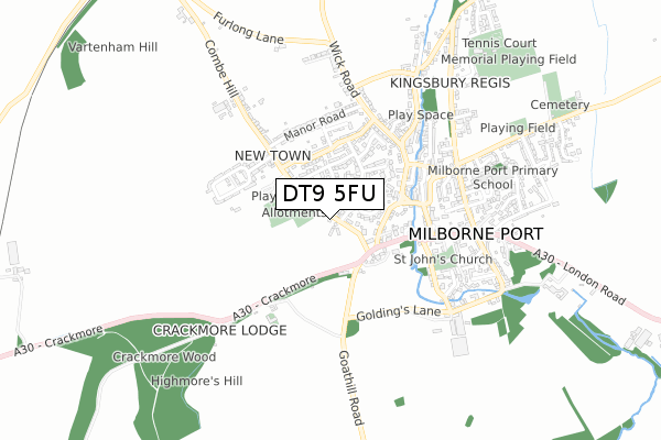 DT9 5FU map - small scale - OS Open Zoomstack (Ordnance Survey)