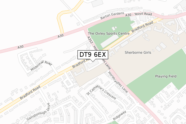 DT9 6EX map - large scale - OS Open Zoomstack (Ordnance Survey)